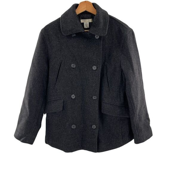 J. Crew Wool Cashmere Double Breasted Peacoat Jacket Coat Small - Picture 1 of 5